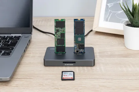 Digitus M.2 NVMe + M.2 SATA SSD docking station with SD Express card reader, USB-C™