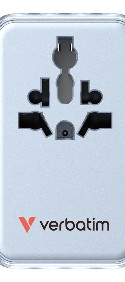 Verbatim Charge 'n' Travel 100W Universal Travel Adapter with retractable cable Blue