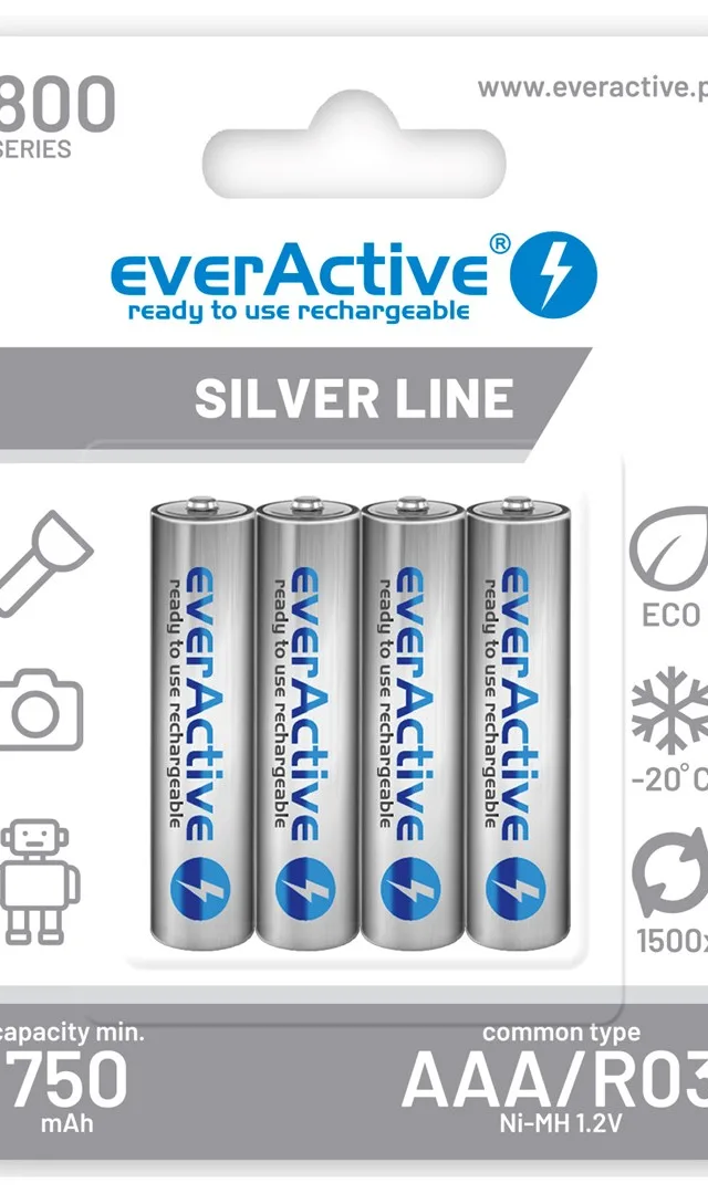 Rechargeable batteries everActive Ni-MH R03 AAA 800 mAh Silver Line - 2 pieces