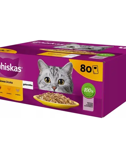 WHISKAS Poultry Feast In Jelly – Wet Cat Food – 80x85g