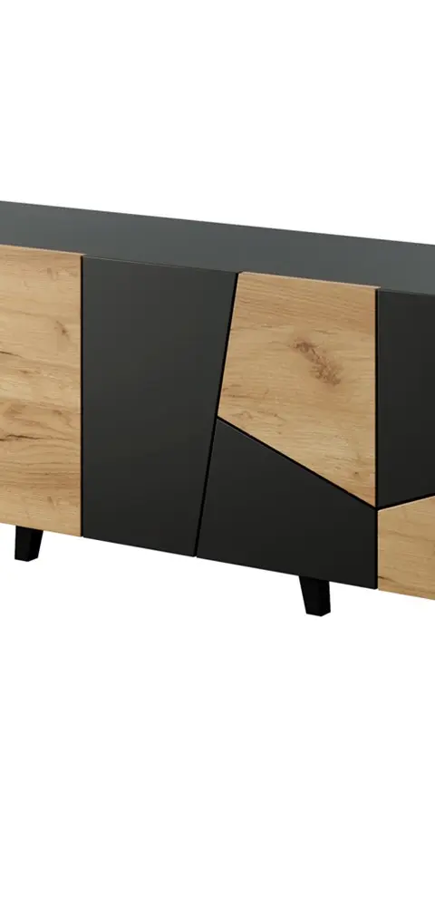 RTV Cabinet ETNA 200x42x52 Black Matt Oak Craft
