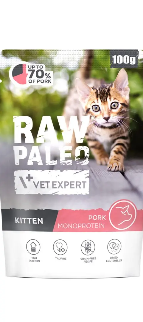 VETEXPERT Raw Paleo Kitten Pork - Wet Cat Food - 100g