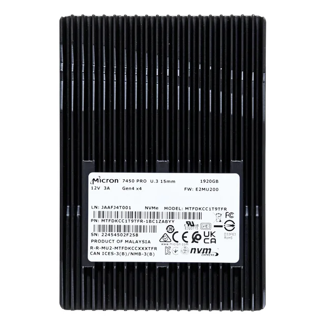 Micron 7450 PRO 1.92 TB U.3 PCI Express 4.0 NVMe 3D TLC NAND
