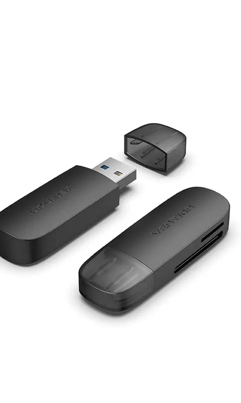 Vention 2-in-1 USB 3.0 A Card Reader(SD+TF) Black Dual Drive Letter