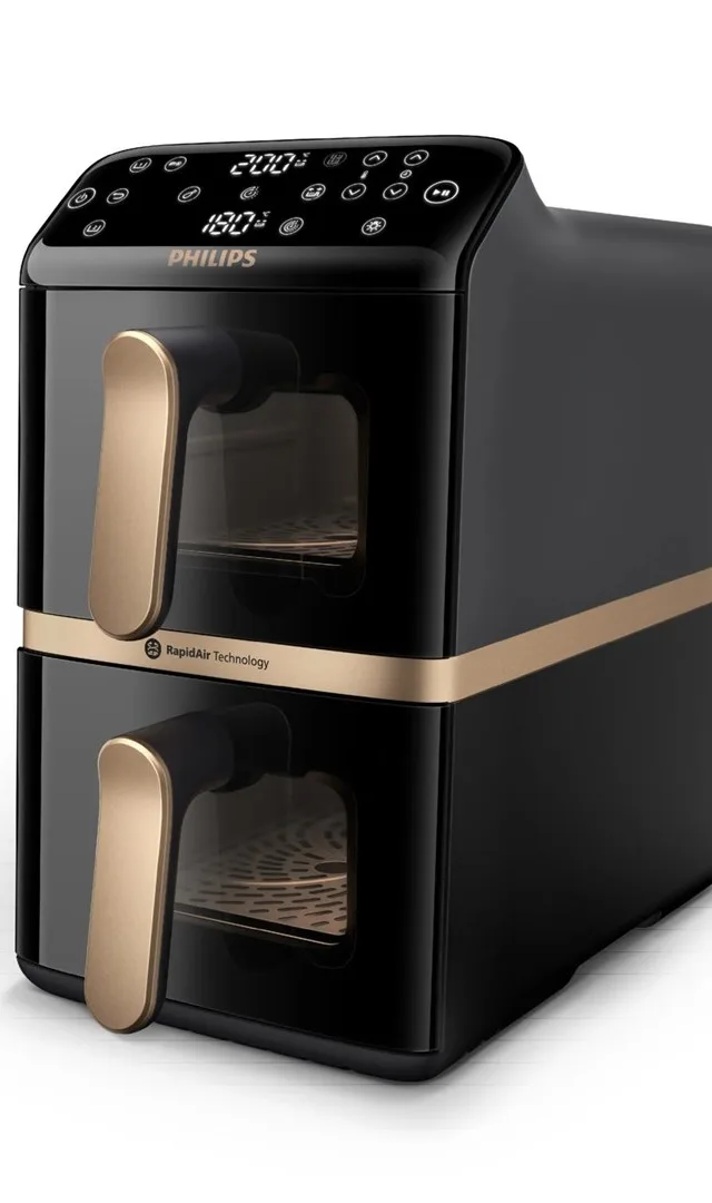 Philips 4000 series Dual Stack Airfryer Vertical Basket 10L Double Stand-alone 2750 W Hot air fryer Black