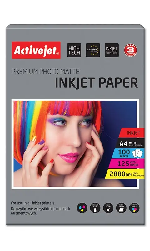 Activejet AP4-125M100 A4 Photo Paper - 100 Sheets