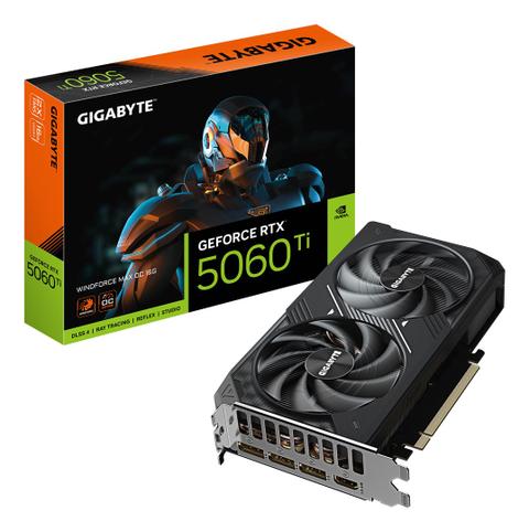 GIGABYTE GeForce RTX 5060 Ti WINDFORCE MAX OC 16G Graphics Card - 16GB GDDR7, 128bit, PCI-E 5.0, 2587MHz Core Clock, 3 x DP, 1 x HDMI, NVIDIA DLSS 4, GV-N506TWF2MAX OC-16GD