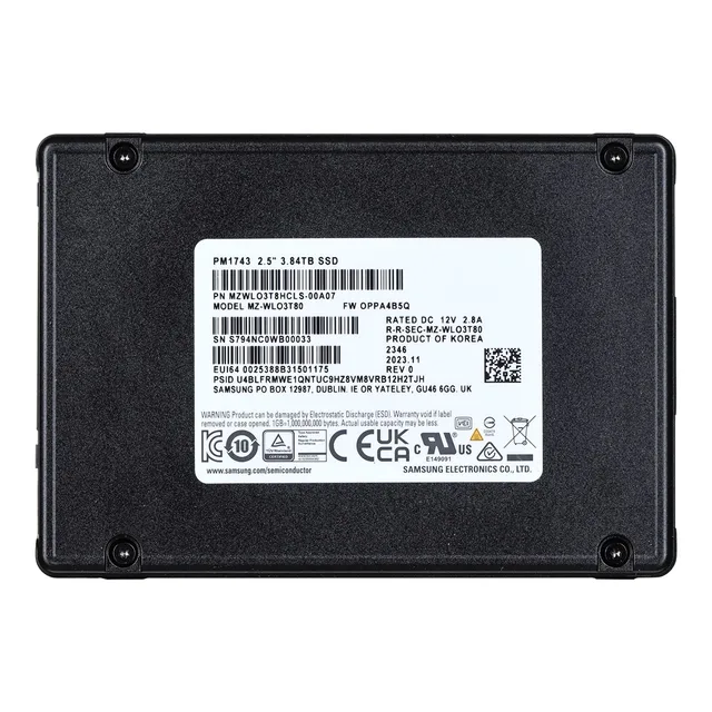SSD Samsung PM1743 3.84TB U.2 NVMe PCIe 5.0 MZWLO3T8HCLS-00A07 (DPWD 1)