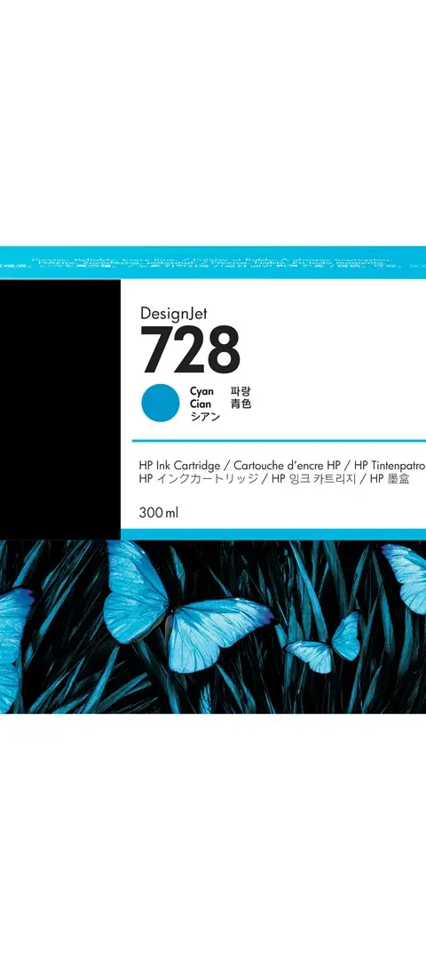 HP 728 300-ml Cyan DesignJet Ink Cartridge