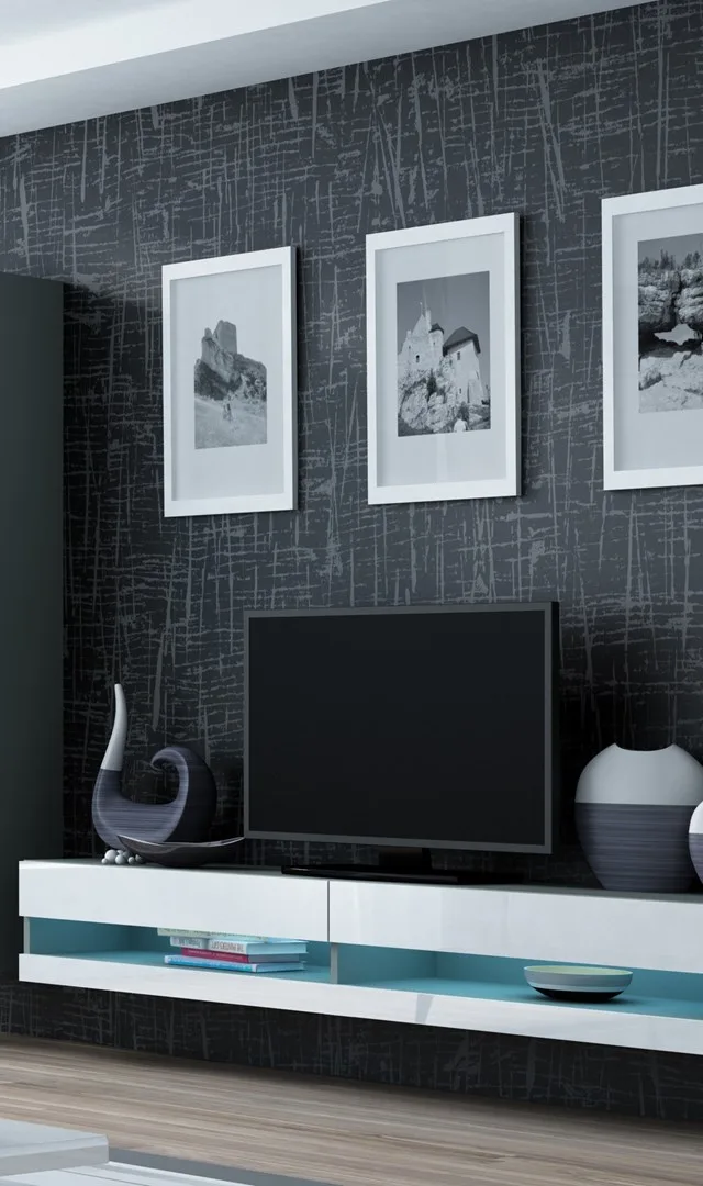Cama Living Room Cabinet Set VIGO NEW 4 Grey/White Gloss