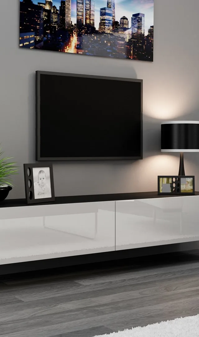 Cama TV Stand VIGO '180' 30/180/40 Black/White Gloss