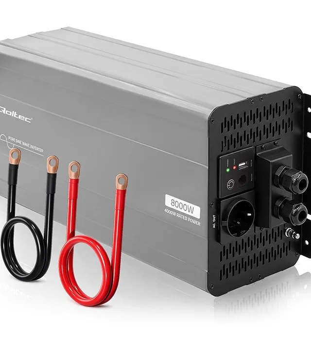 Qoltec Przetwornica napięcia Pure Sine Wave | 12V na 230V | 4000/8000W | USB | Kompatybilna z LiFePO4 GEL AGM