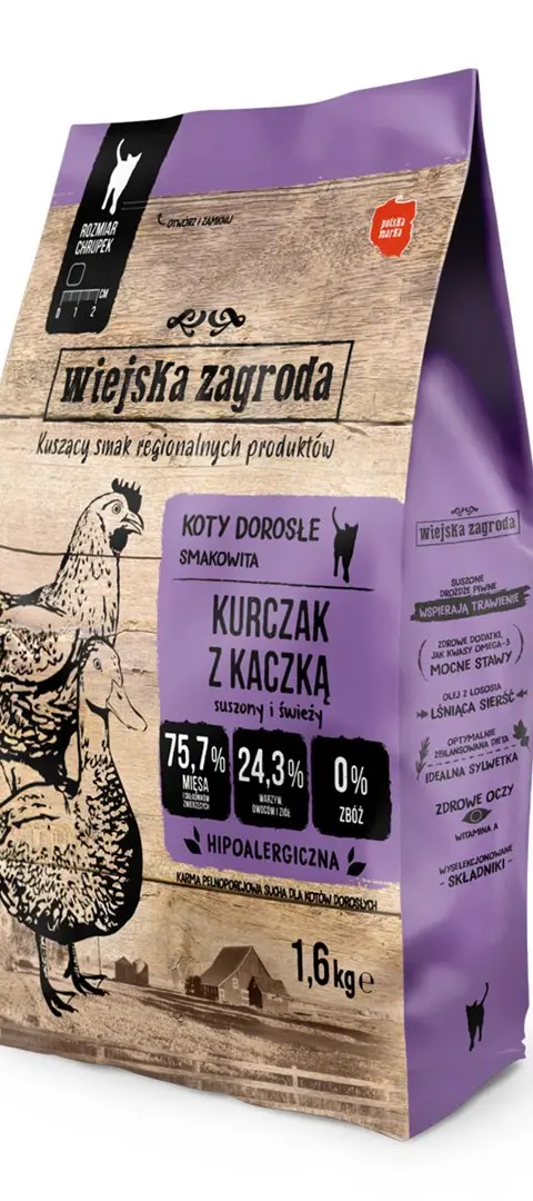 WIEJSKA ZAGRODA Chicken With Duck - Dry Cat Food - 1 6kg