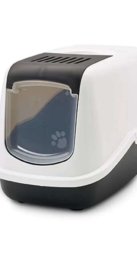 SAVIC Nestor White-Black - Covered Cat Litter Box - 56x39x38.5 Cm - 1 Pc