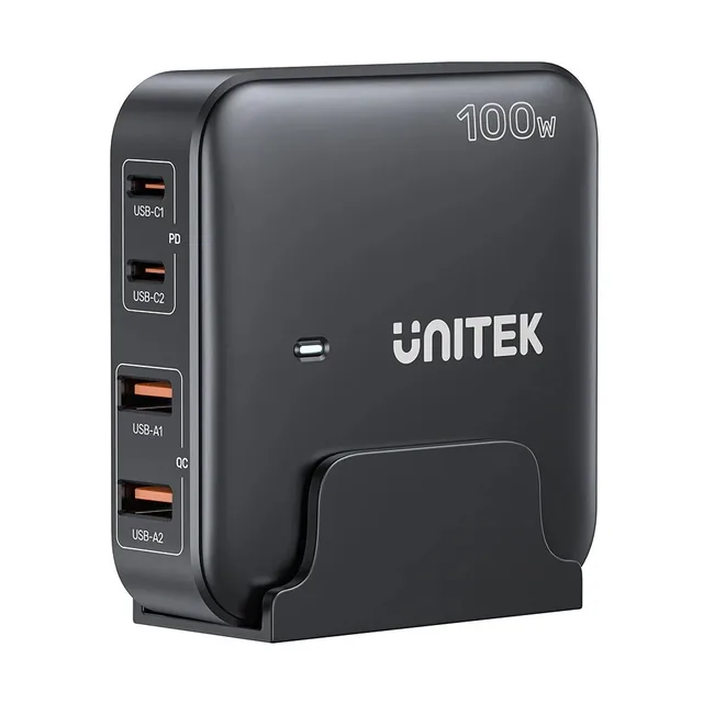 GaN Network Charger - Unitek P1229ABK01-EU 100W 2x USB-C 2x USB-A