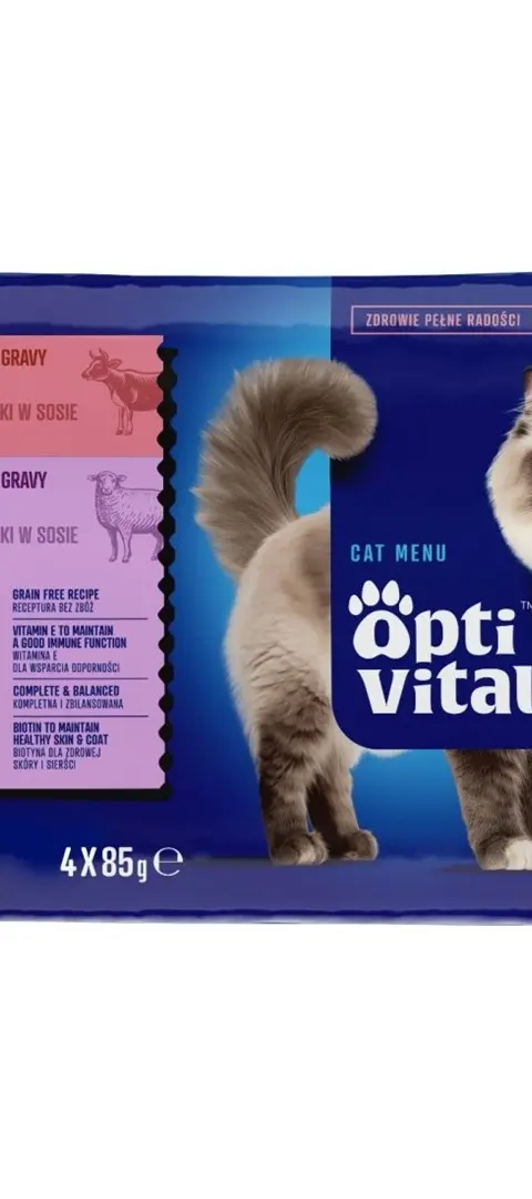 OPTIVITAL Lamb And Beef - Wet Cat Food - 4x85g