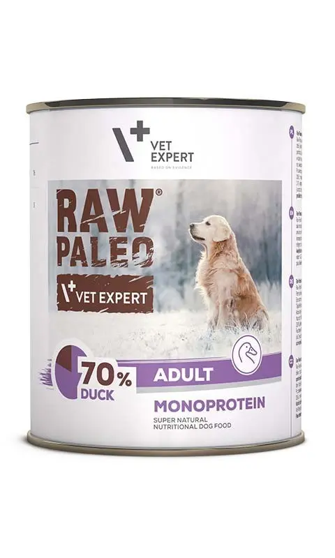 VETEXPERT Raw Paleo Adult Monoprotein Duck - Wet Dog Food - 800 G