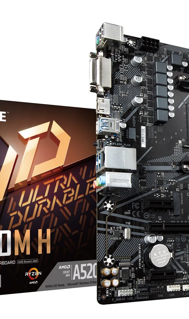 GIGABYTE A520M H Motherboard - Supports AMD Ryzen 5000 Series AM4 CPUs, 4+3 Phases Pure Digital VRM, up to 5100MHz DDR4 (OC), PCIe 3.0 x4 M.2, GbE LAN, USB 3.2 Gen 1