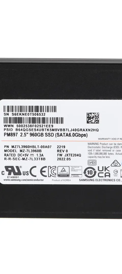 Samsung PM897 960 GB 2.5" Serial ATA III V-NAND
