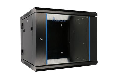 Extralink 12U Wandmontierter Rackschrank 600x600 AZH Schwarz, Doppelte Sektion