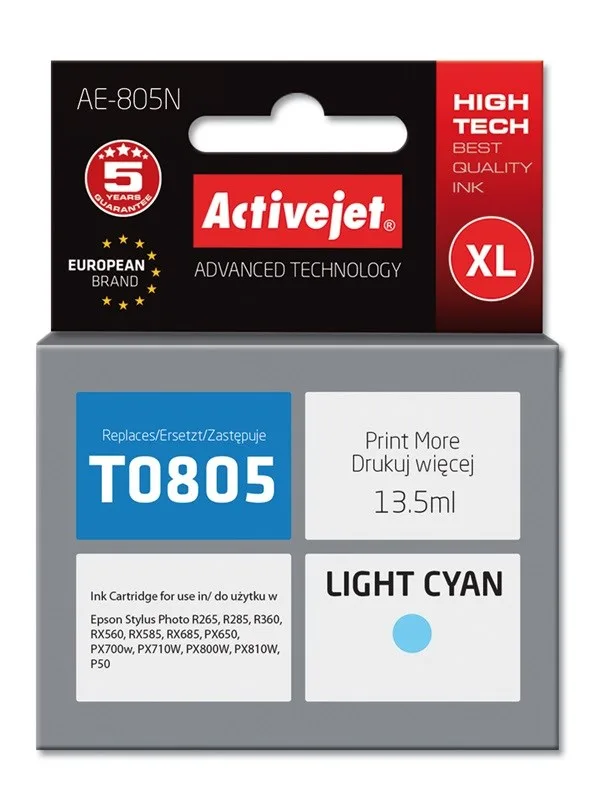 Activejet AE-805N ink (replacement for Epson T0805; Supreme; 13.5 ml; light cyan)