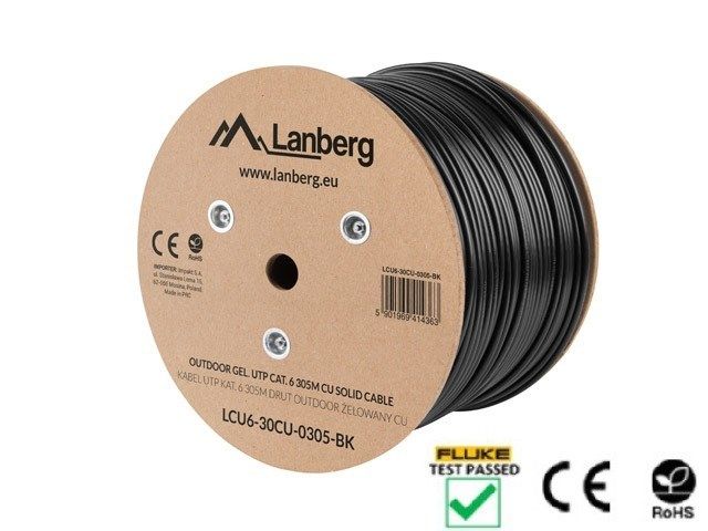 Lanberg LCU6-30CU-0305-BK networking cable Black 305 m Cat6 U/UTP (UTP)