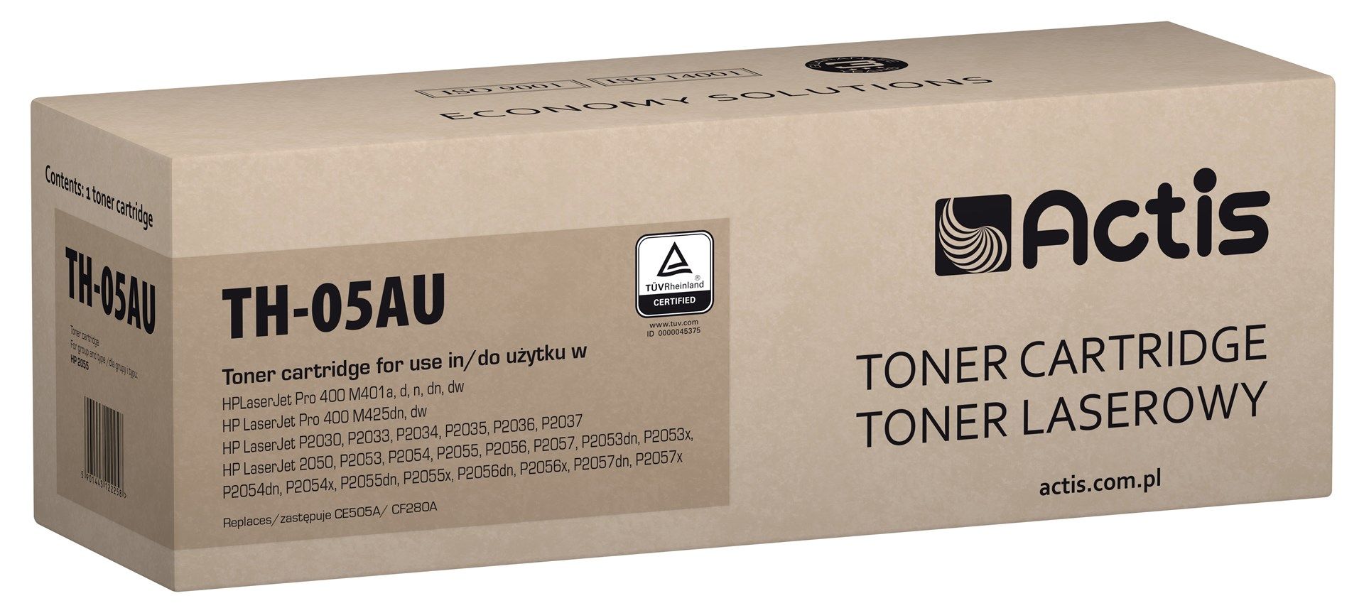 Actis TH-05AU Universal toner for HP printers, Replacement HP 05A CE505A, CF280A; Standard; 2800 pages; black