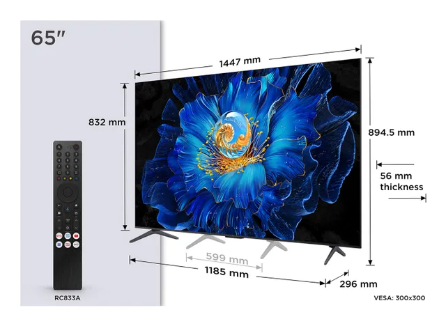 TCL C69KS 65C69KS TV 165.1 cm (65") 4K Ultra HD Smart TV Wi-Fi Metallic