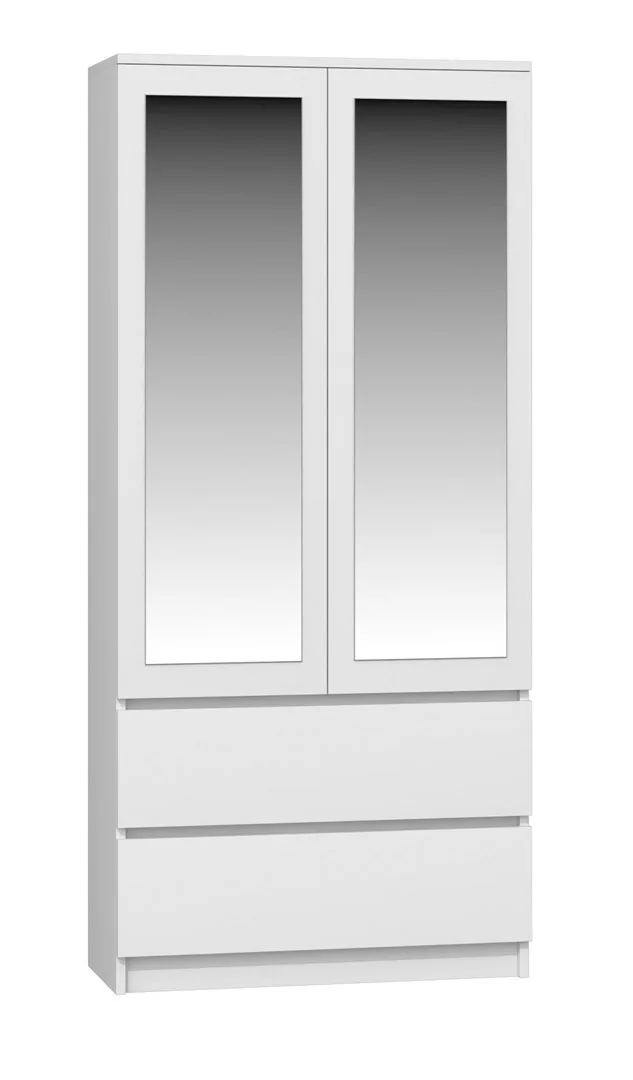 Topeshop SS-90 BIEL LUSTRO Bedroom Wardrobe/Closet 5 Shelves 2 Door(S) White