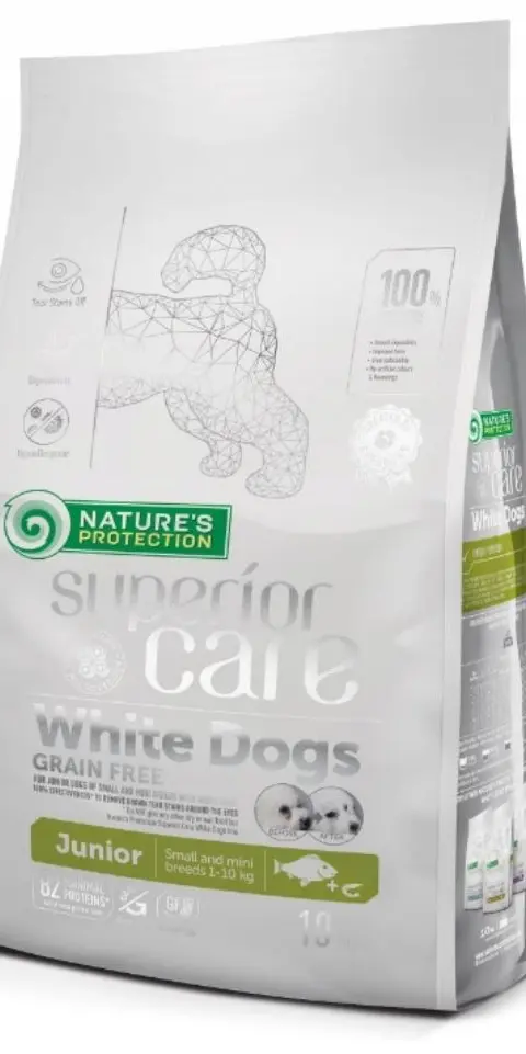 NATURE'S PROTECTION Superior Care White Dogs Grain Free Junior Small BiałOryba - Dry Food For Puppies - 10 Kg