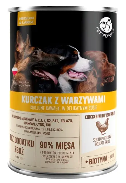 PET REPUBLIC Adult Medium Large Chicken With Vegetables - Wet Dog Food - 1250g