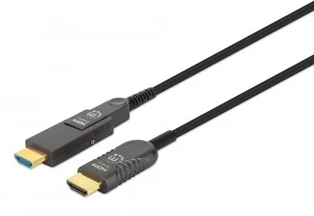 Manhattan HDMI to Micro HDMI Plenum-Rated Cable, 4K@60Hz (Premium High Speed), 70m, Active, Detachable HDMI Male (Type A), Male to Male, Black, Gold Plated Contacts, Lifetime Warranty