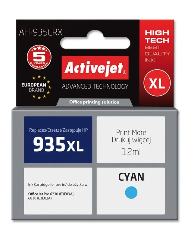 Activejet AH-935CRX ink (replacement for HP 935XL C2P24AE; Premium; 12 ml; cyan)