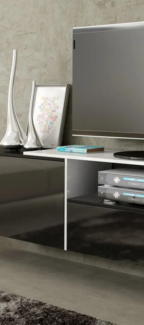 Cama TV Cabinet SIGMA 3 180 Black/Black Gloss White