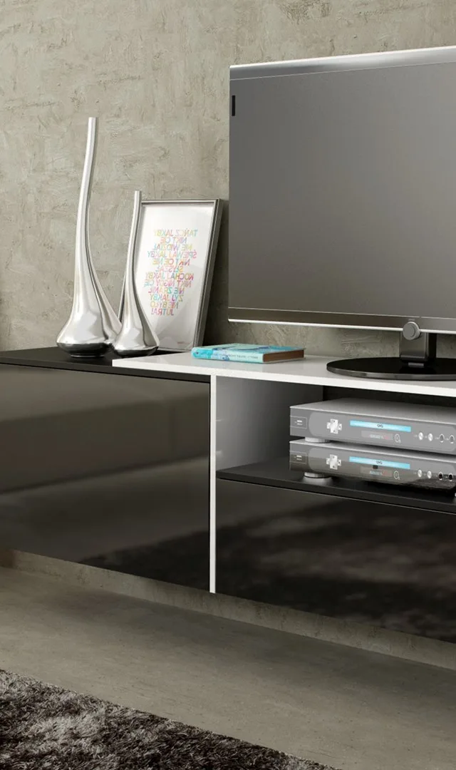 Cama TV Cabinet SIGMA 3 180 Black/Black Gloss White