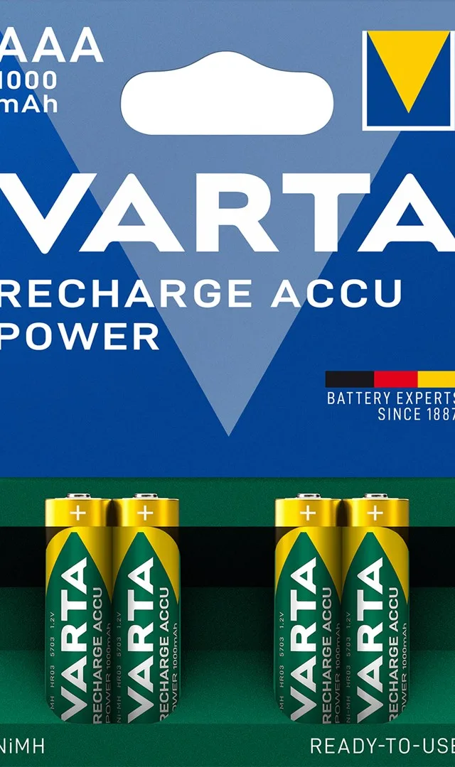 VARTA HR03 AAA Recharge Accu Power 1000 mAh 05703 Rechargeable batteries 4 pc(s) Green, Yellow