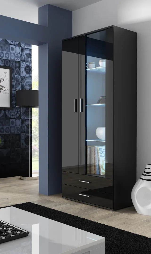 Cama Display Cabinet SOHO S6 2D2S Black/Black Gloss