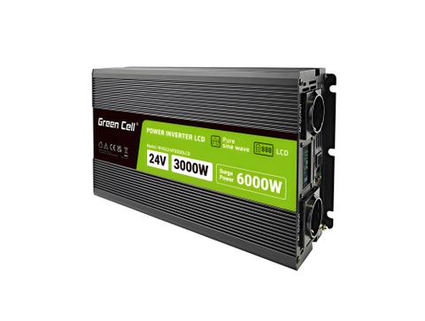 Green Cell KFZ Spannungswandler Power Inverter 24V 230V 3000W/6000W Display