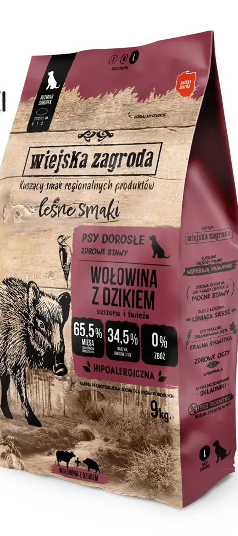 WIEJSKA ZAGRODA Beef With Wild Boar L – Dry Dog Food – 9kg