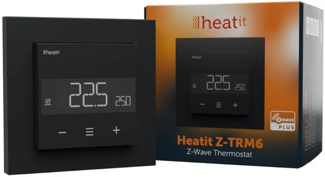 Termostat Heatit Z-TRM6 Black Matt Z-Wave Thermostat 3600W 16A 868 4 Mhz