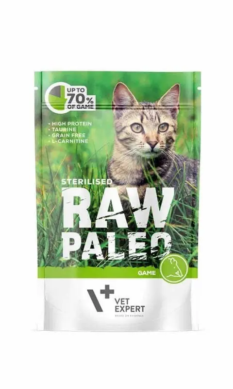 VETEXPERT Raw Paleo Adult Cat Sterilised Game - Wet Cat Food - 100 G