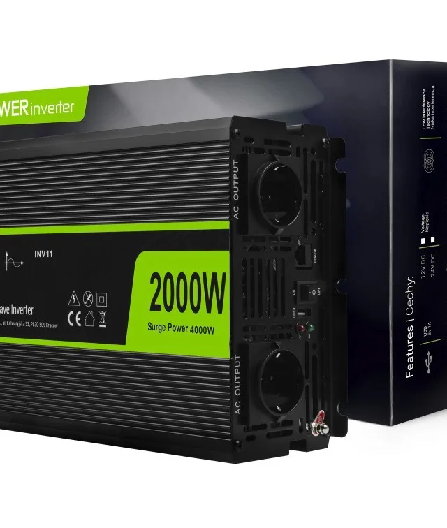 Green Cell INV11 power adapter/inverter Auto 2000 W Black