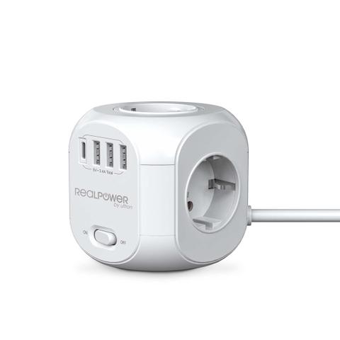 RealPower SteckdosenwüRfel PowerBox 431 3xUSB-A / 1xUSB-C