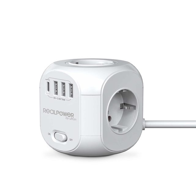 RealPower SteckdosenwüRfel PowerBox 431 3xUSB-A / 1xUSB-C