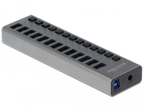 DeLOCK External USB 5 Gbps Hub with 13 Ports + Switch
