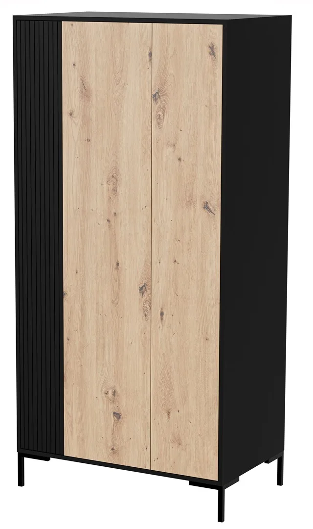 Cama MERCI Wardrobe 90 X 55 X 184 Cm Black/Oak Artisan