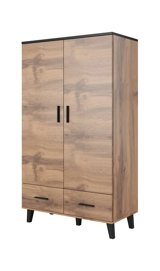 Cama Wardrobe LOTTA 2D2D Wotan Oak Mat Black