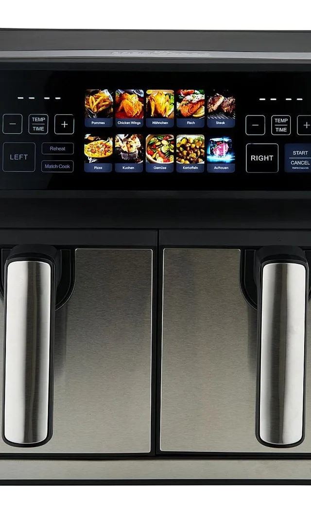 ProfiCook PC-FR 1287 H Double 8 L Stand-Alone 2200 W Hot Air Fryer Black Stainless Steel
