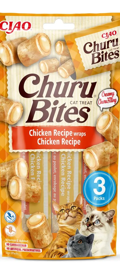 INABA Churu Bites Chicken Recipe Wraps - Cat Treats - 3x10 G