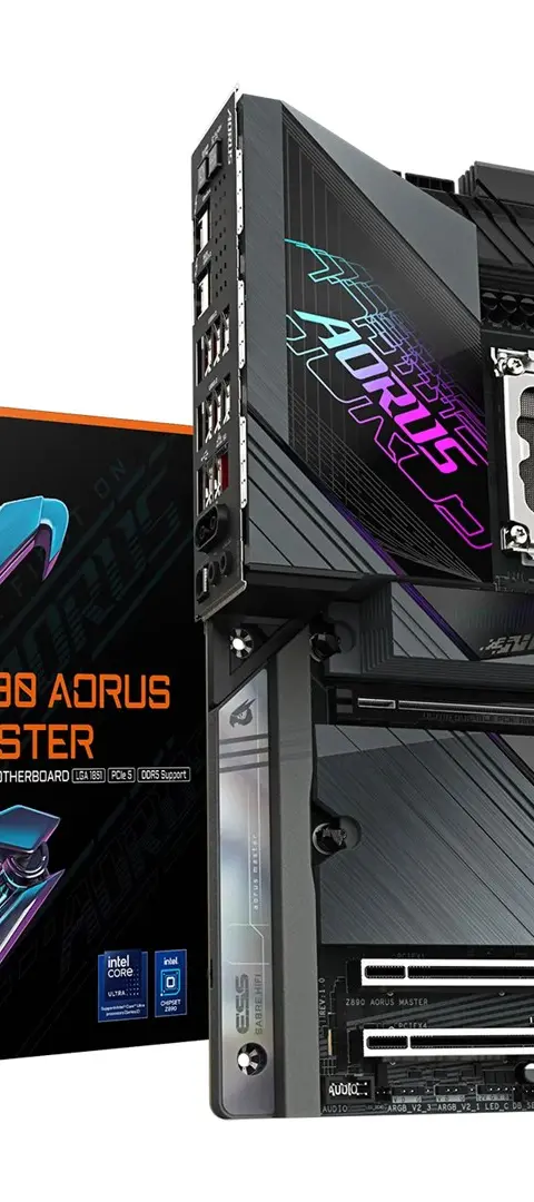 GIGABYTE Z890 AORUS MASTER Motherboard - Supports Intel Core Ultra (Series 2) CPUs, 18+1+2 phases VRM, up to 9500MHz DDR5 (OC), 2xPCIe 5.0 + 3xPCIe 4.0, Wi-Fi 7, 10GbE LAN, Thunderbolt 4